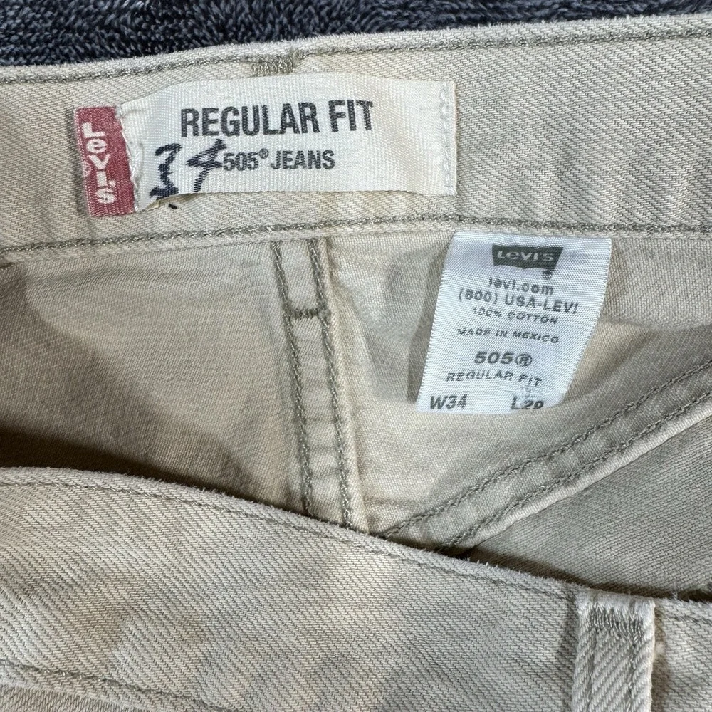 Vtg Levis 505 Jeans Mens 34x29 Beige Tan Regular Fit Denim Pants